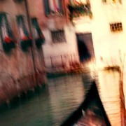 Gondola nosing out of backwater